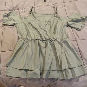 Off the shoulder mint peplum